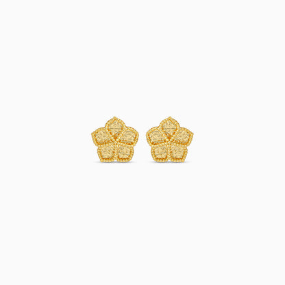 18k Yellow Gold Kids Flower Earrings | Farfalla Gold Kids Collection