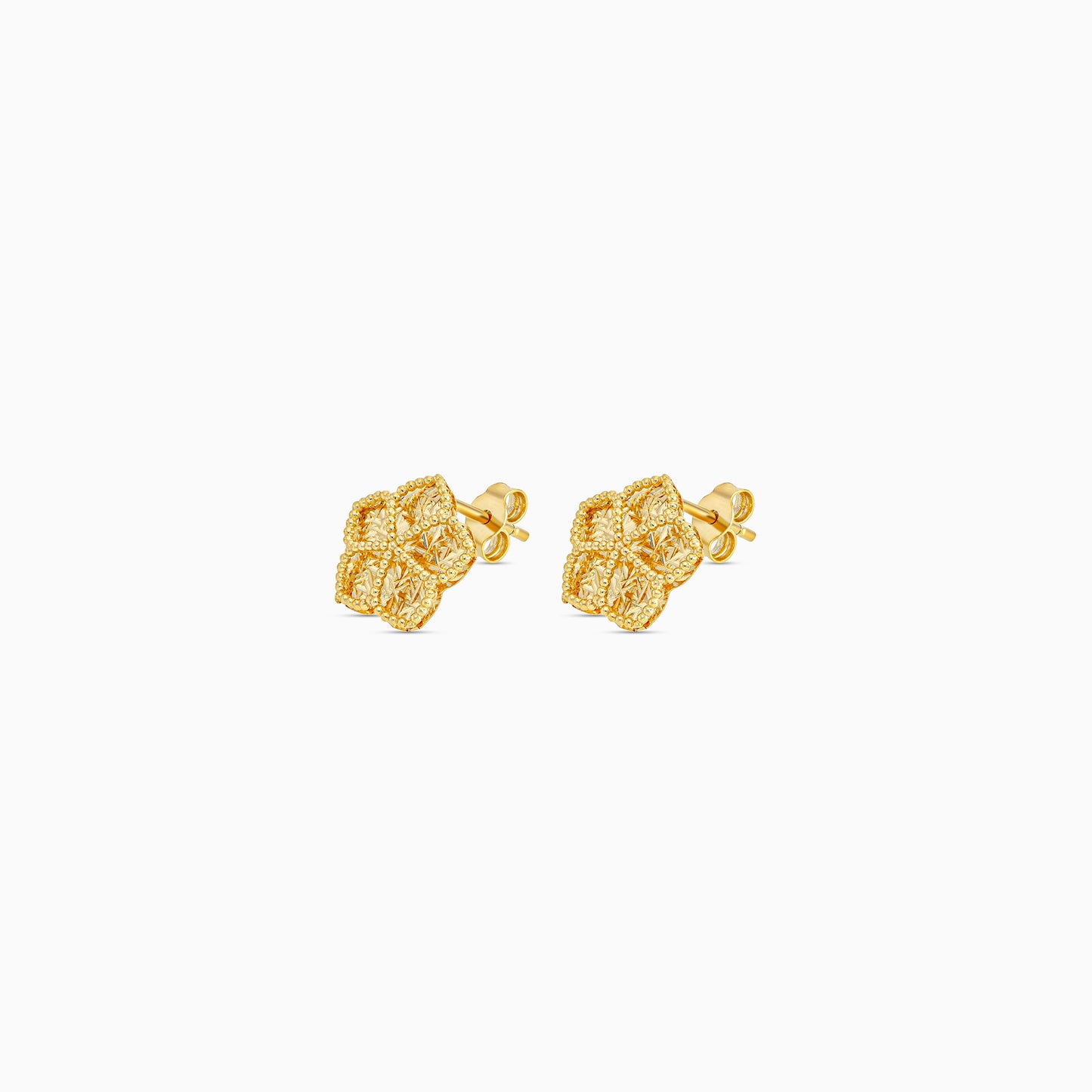 18k Yellow Gold Kids Flower Earrings | Farfalla Gold Kids Collection