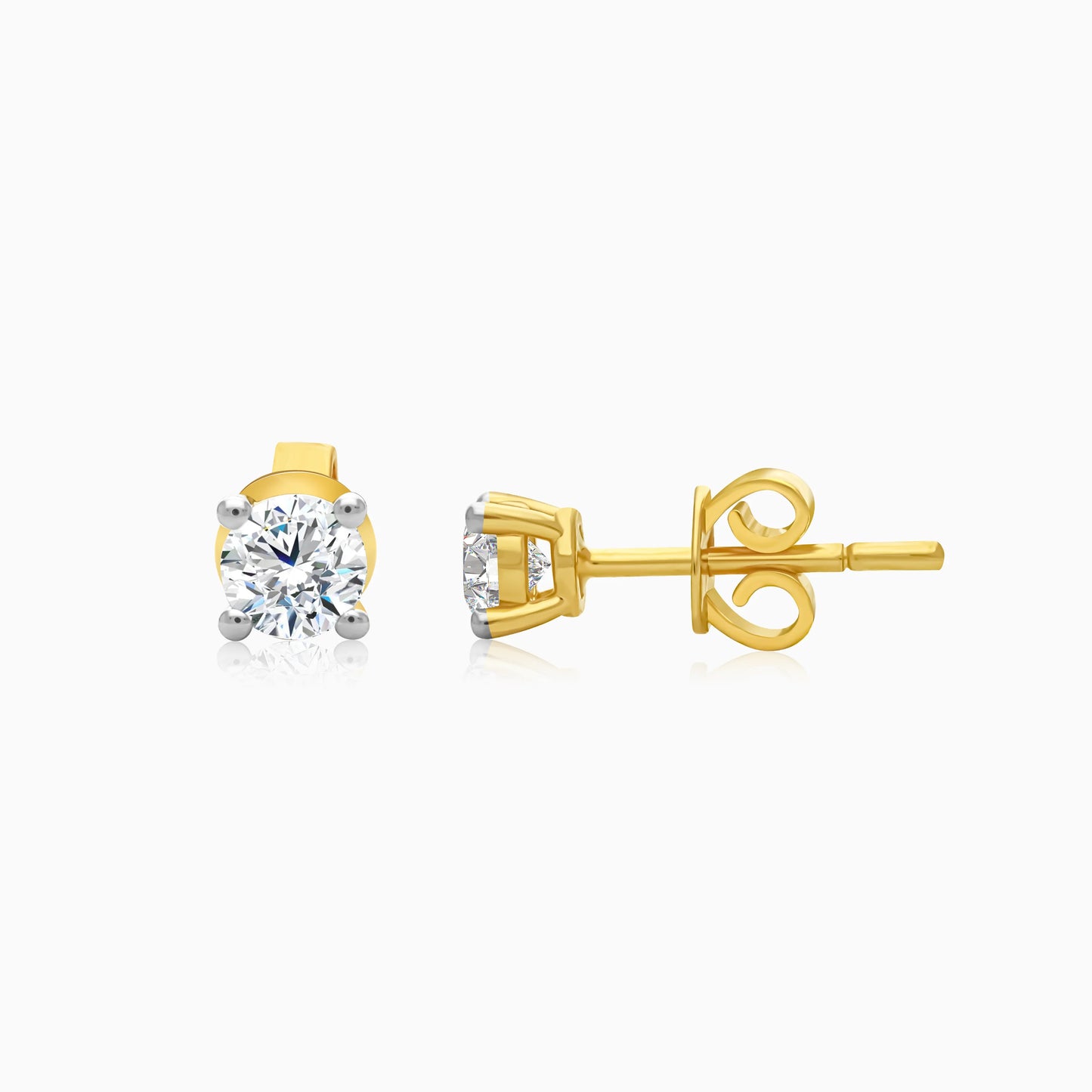 18K Yellow Gold Earrings Featuring Solitaire Diamonds – Solitaire Collection