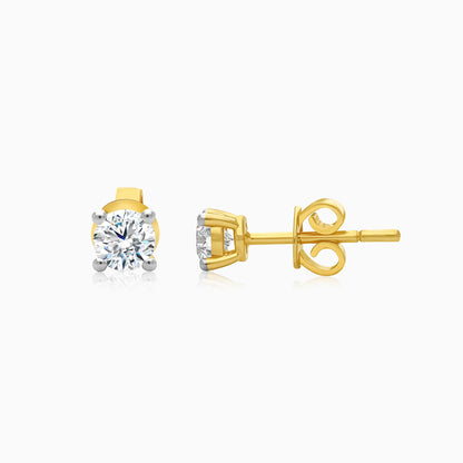 18K Yellow Gold Earrings Featuring Solitaire Diamonds – Solitaire Collection