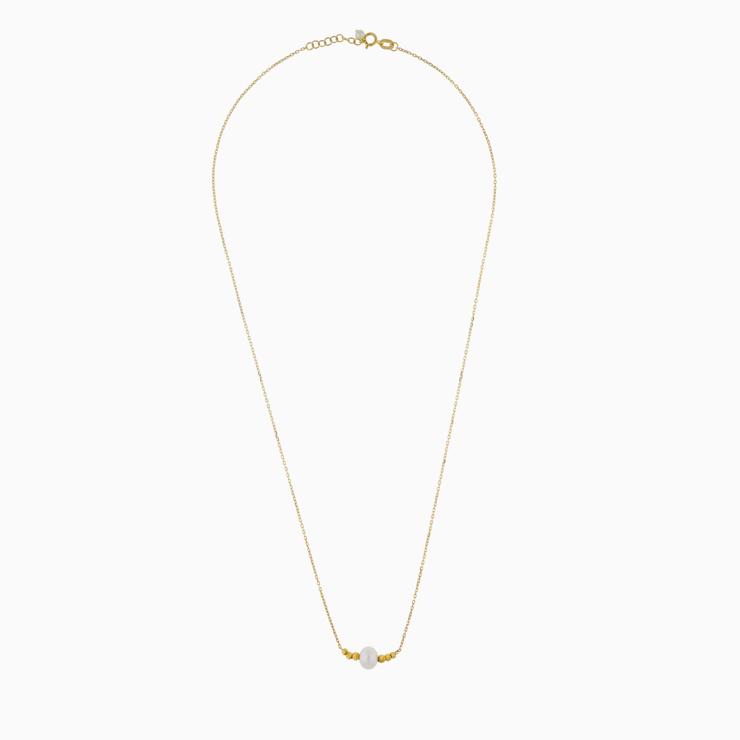 18K Yellow Gold Necklace with a Single Pearl | Danah Collection