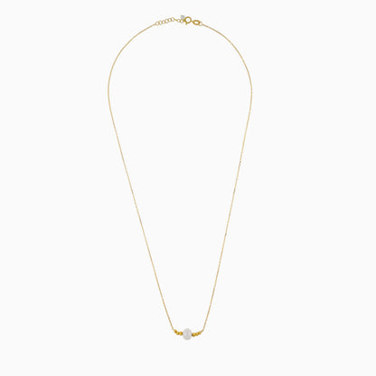 18K Yellow Gold Necklace with a Single Pearl | Danah Collection