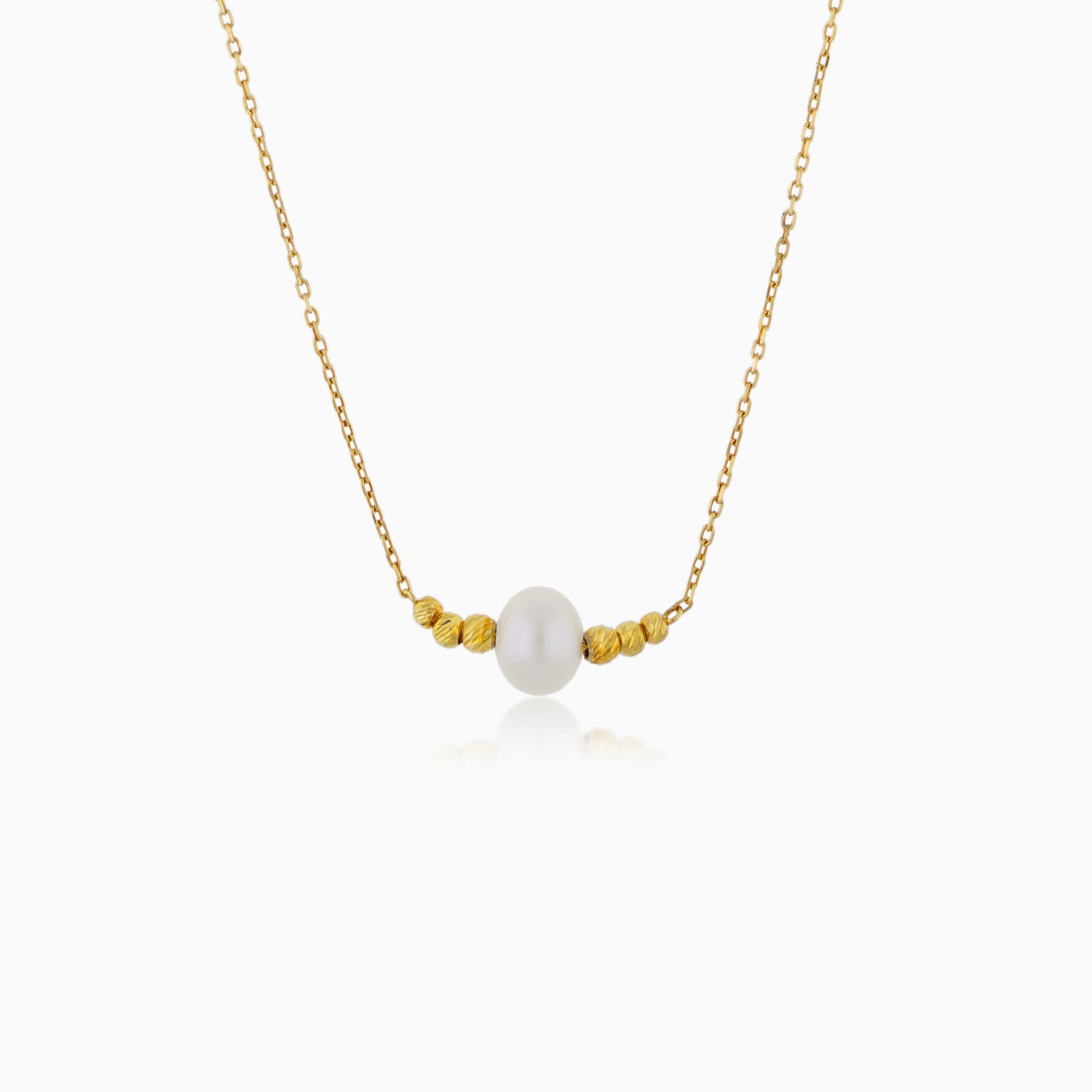 18K Yellow Gold Necklace with a Single Pearl | Danah Collection