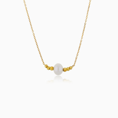 18K Yellow Gold Necklace with a Single Pearl | Danah Collection
