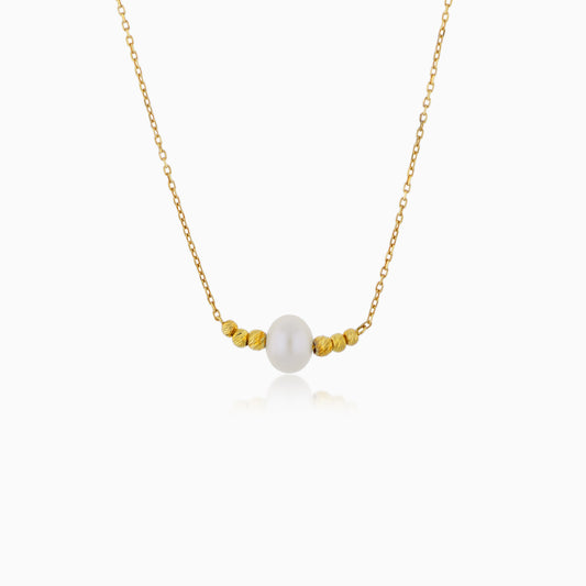 18K Yellow Gold Necklace with a Single Pearl | Danah Collection