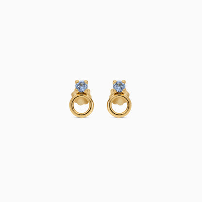 Kids Round Earrings in 18K Gold with Shine Stones