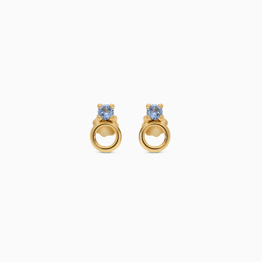 Kids Round Earrings in 18K Gold with Shine Stones