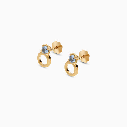 Kids Round Earrings in 18K Gold with Shine Stones
