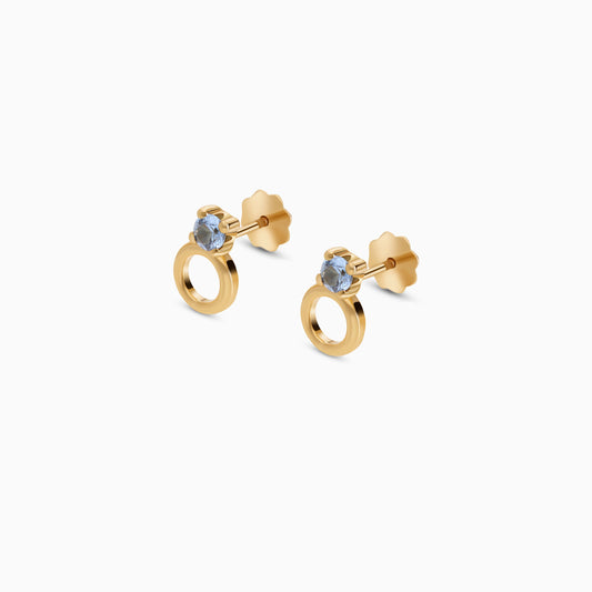 Kids Round Earrings in 18K Gold with Shine Stones