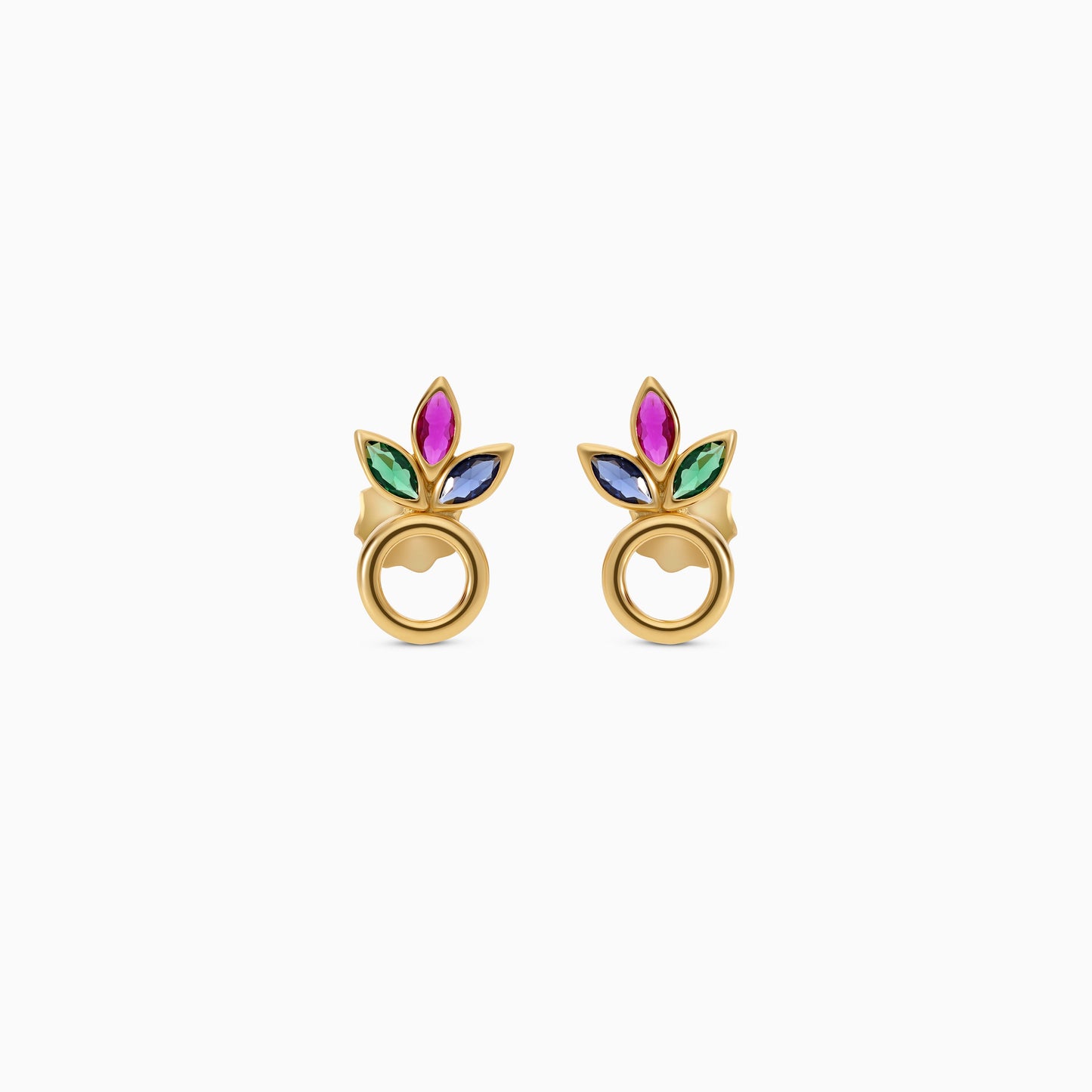 18k Yellow Earrings with Artificial Stones | Spanish Kids Collection
