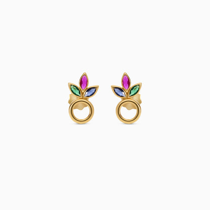 18k Yellow Earrings with Artificial Stones | Spanish Kids Collection