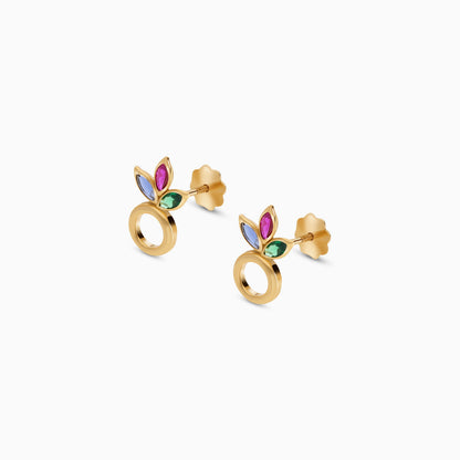 18k Yellow Earrings with Artificial Stones | Spanish Kids Collection