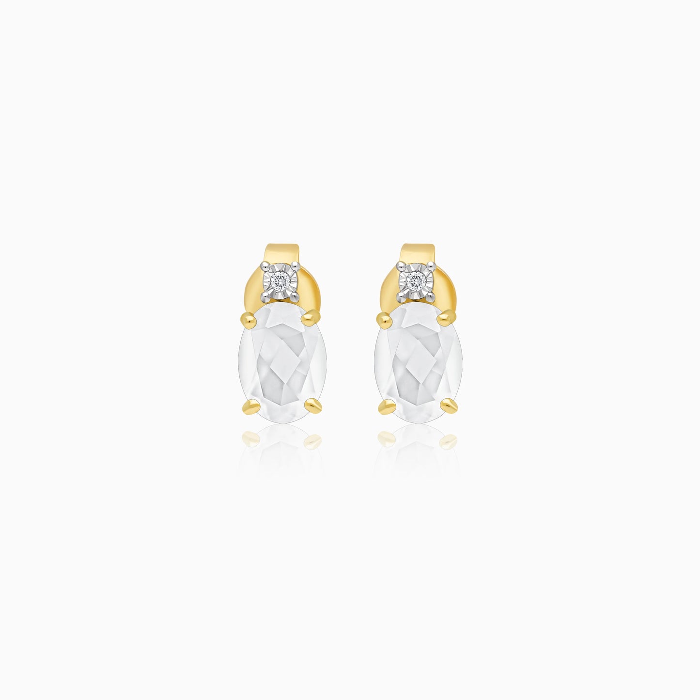 Sparkling Chalcedony & Diamond Earrings in 18K Yellow Gold – Colour Classic Collection