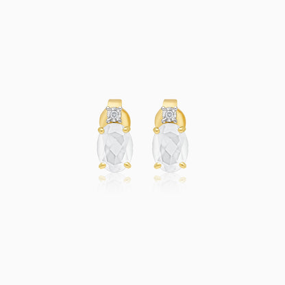 Sparkling Chalcedony & Diamond Earrings in 18K Yellow Gold – Colour Classic Collection