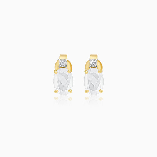 Sparkling Chalcedony & Diamond Earrings in 18K Yellow Gold – Colour Classic Collection