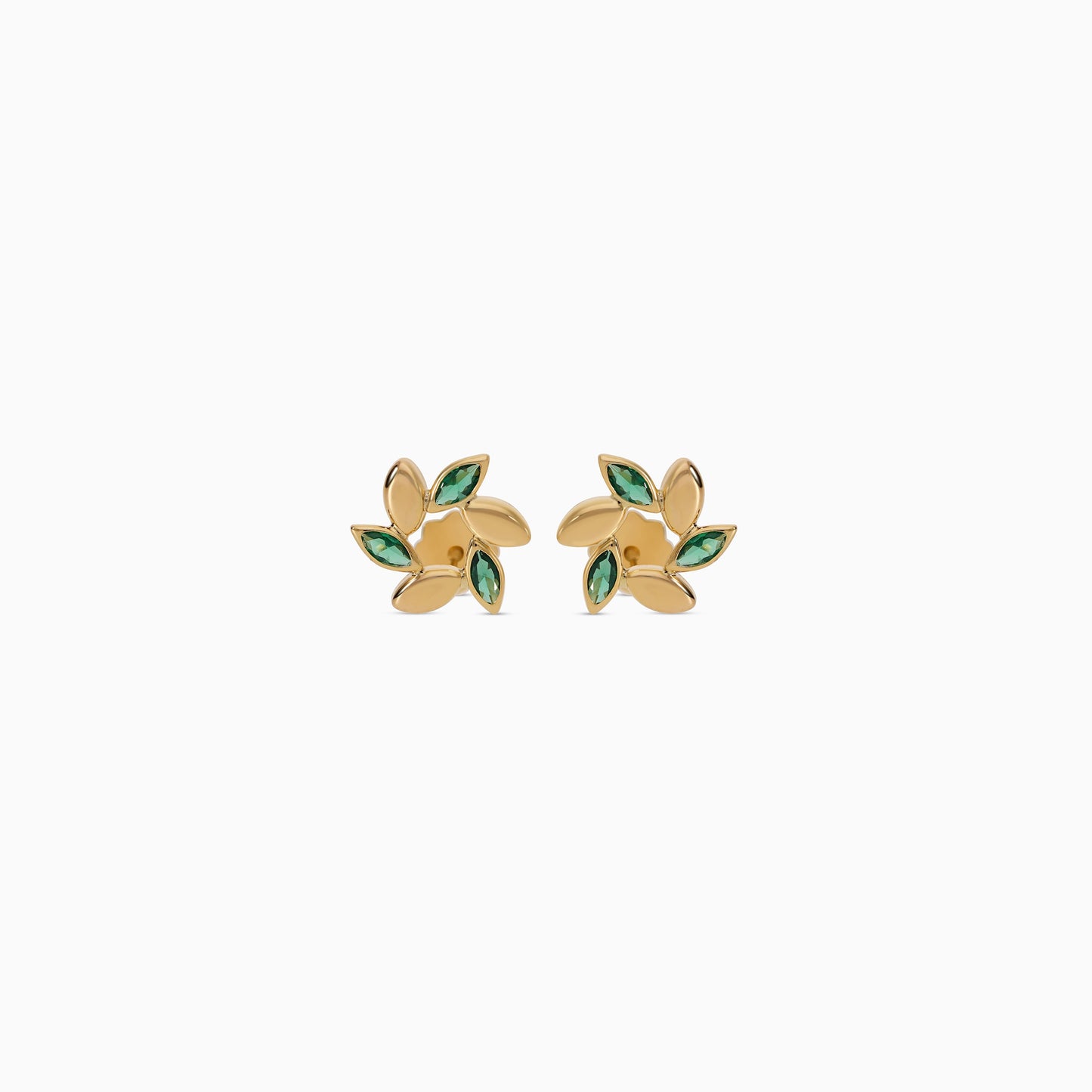 Kids Gold Leaf Earrings with Artificial Stones 18 Karat