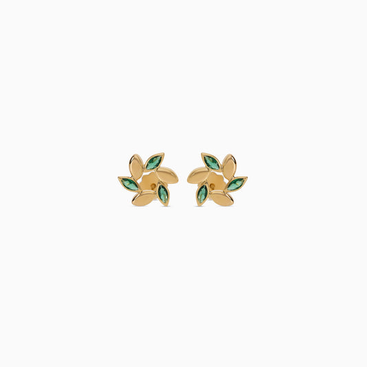 Kids Gold Leaf Earrings with Artificial Stones 18 Karat