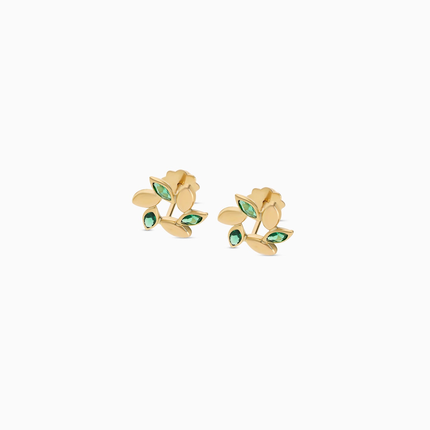 Kids Gold Leaf Earrings with Artificial Stones 18 Karat