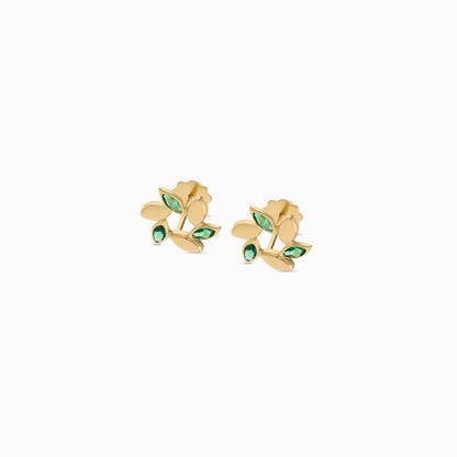 Kids Gold Leaf Earrings with Artificial Stones 18 Karat