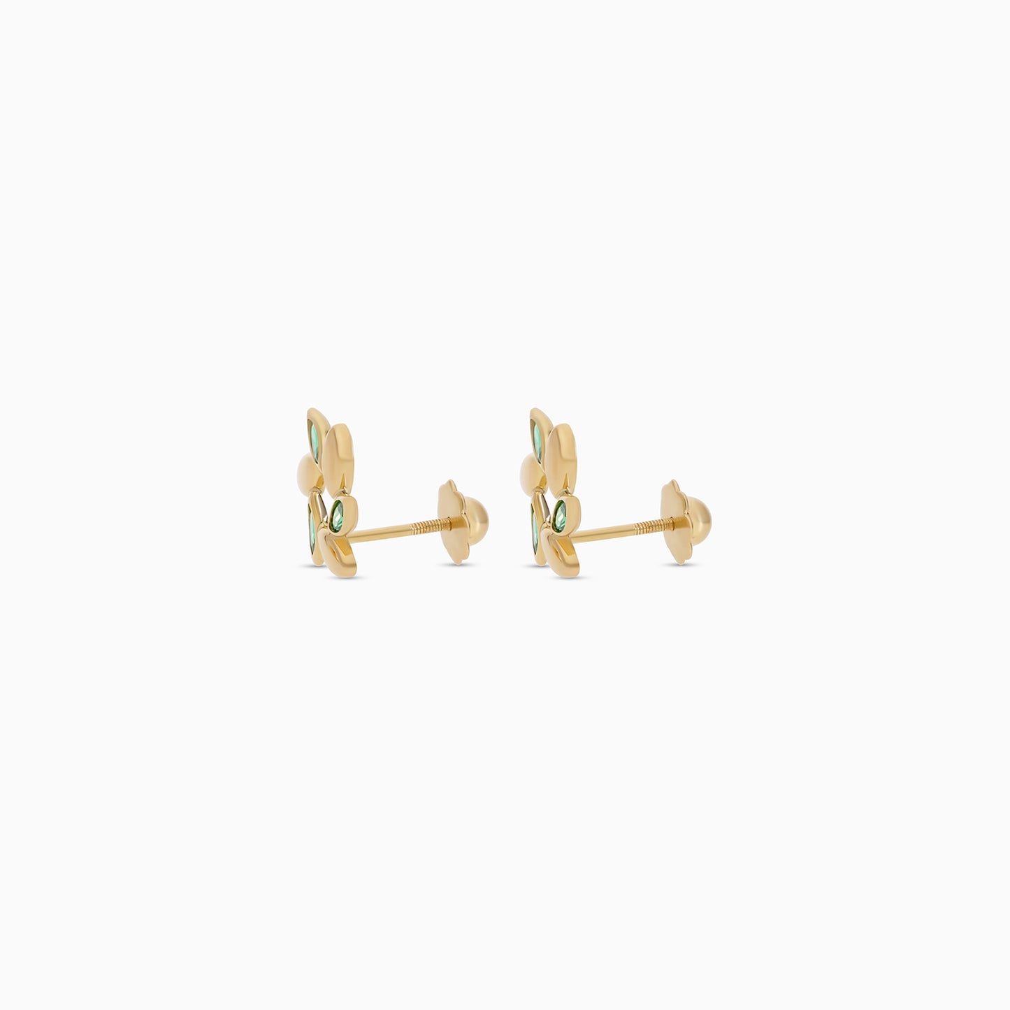 Kids Gold Leaf Earrings with Artificial Stones 18 Karat