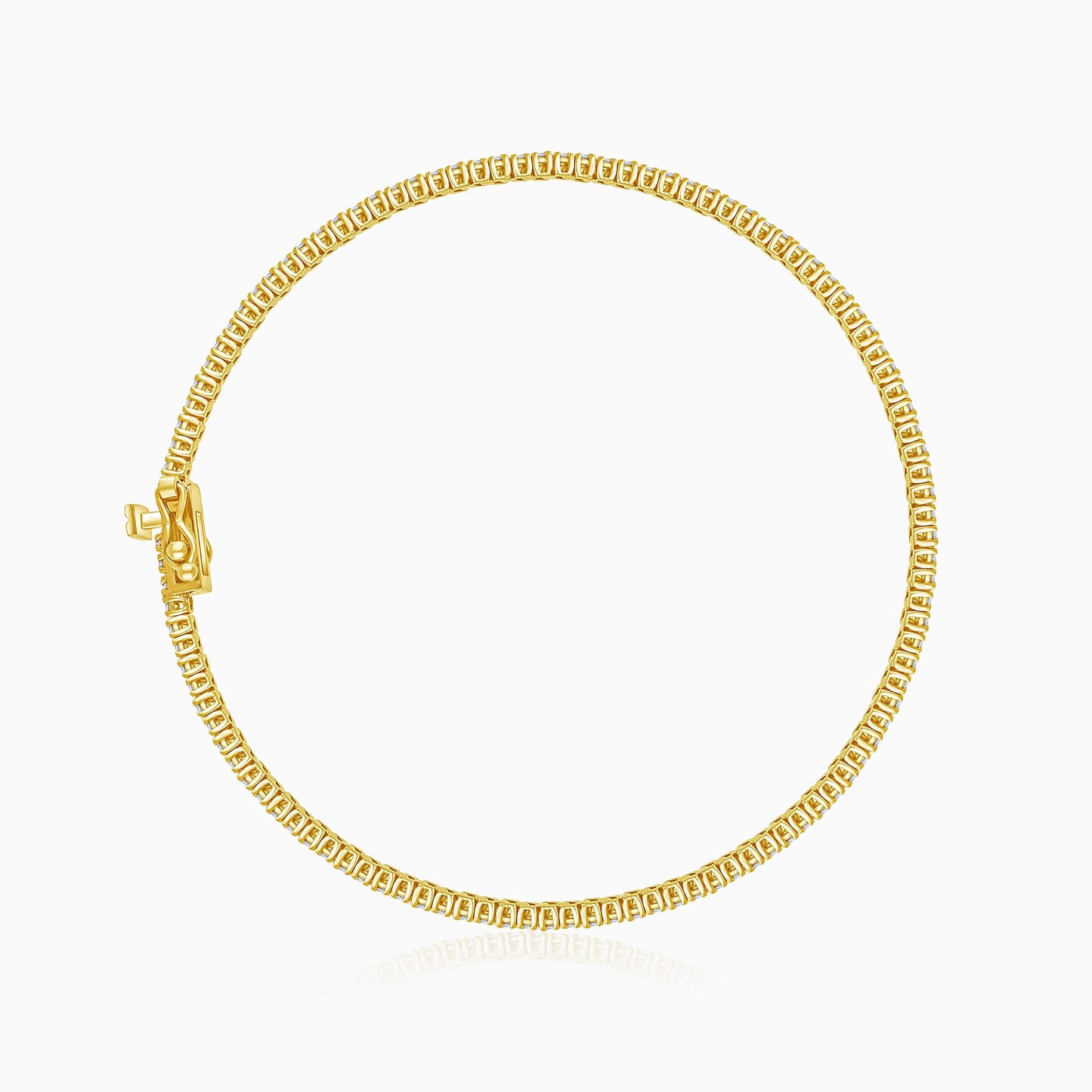 18k yellow gold decorated with full eternity natural diamond stones 1.0-carat classic setting tennis bracelet