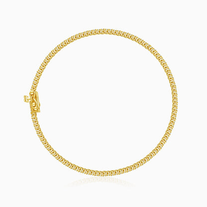 18k yellow gold decorated with full eternity natural diamond stones 1.0-carat classic setting tennis bracelet