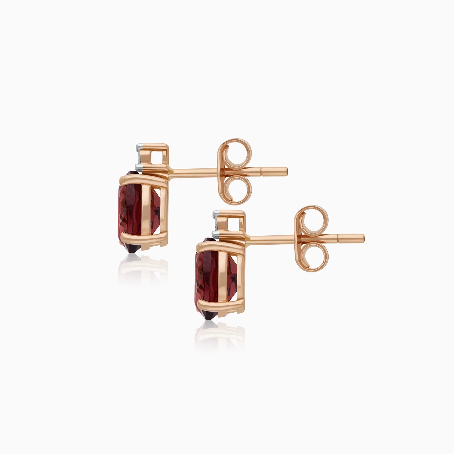 Timeless 18k Rose Gold Earrings with Authentic Natural Diamonds & Garnet Gems