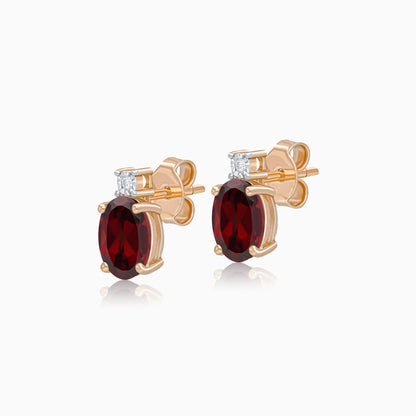 Timeless 18k Rose Gold Earrings with Authentic Natural Diamonds & Garnet Gems