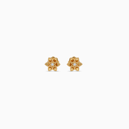 18K Star Earrings in Gold with Center Zircon for Your Kids