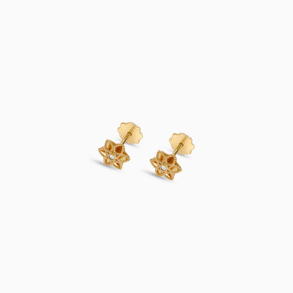 18K Star Earrings in Gold with Center Zircon for Your Kids