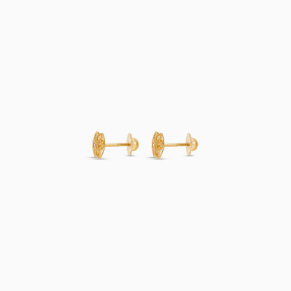18K Star Earrings in Gold with Center Zircon for Your Kids