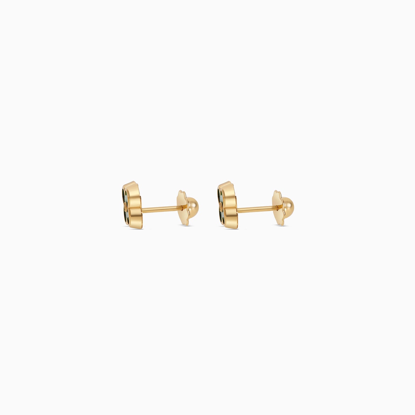 18k Yellow Gold Green Enamel Flower Earrings with Zircon Stone | Spanish Kids Collection