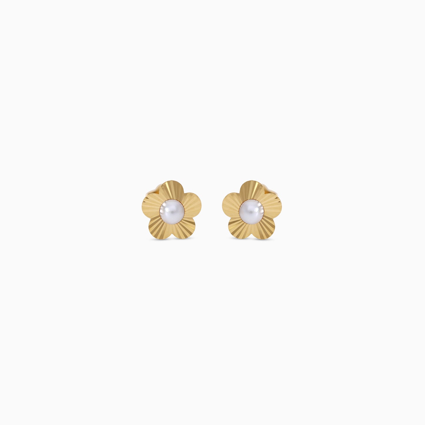 Shop 18K Gold Flower Earrings with Centered White Pearls for Kids