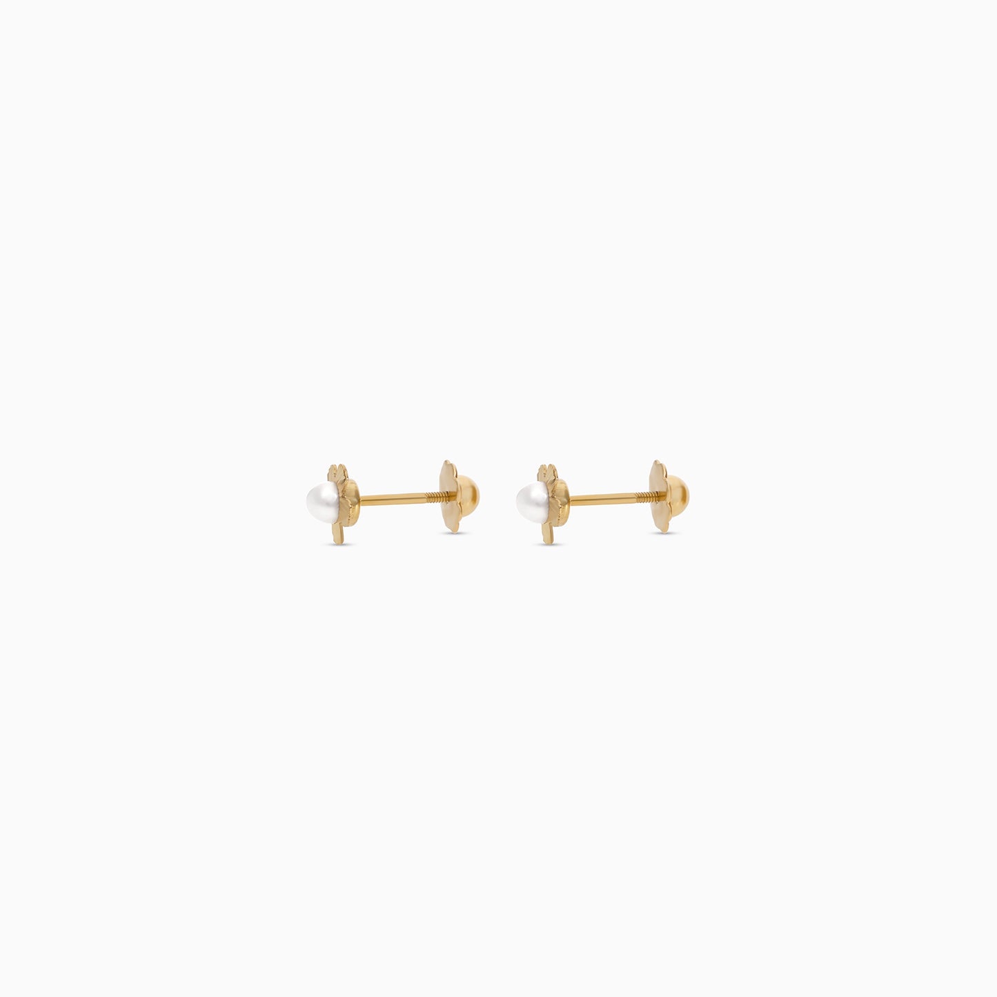 Shop 18K Gold Flower Earrings with Centered White Pearls for Kids
