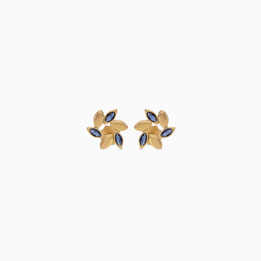 18K Gold Leaf Earrings with Artificial Stones Kids Shopping