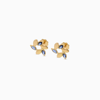 18K Gold Leaf Earrings with Artificial Stones Kids Shopping
