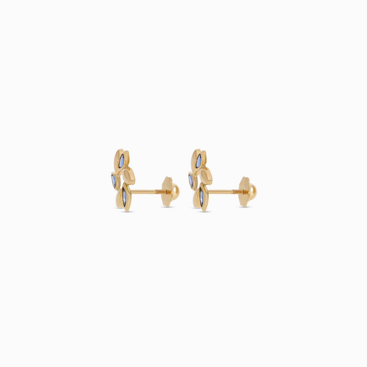 18K Gold Leaf Earrings with Artificial Stones Kids Shopping