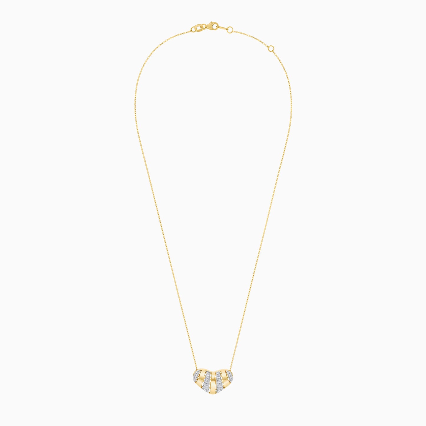 18k Yellow gold necklace with heart-shaped pendant decorated with natural diamond stones | valentine collection