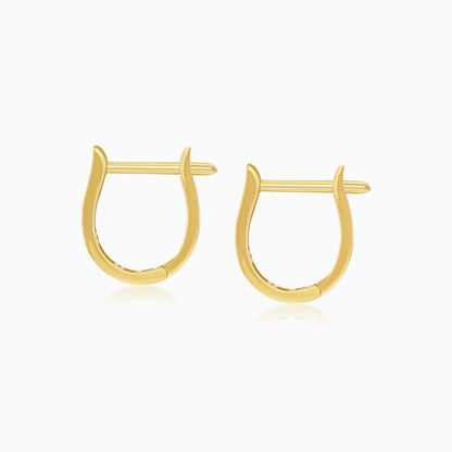 18K Yellow Gold Pair of earrings with natural Diamond U Shape Hoops