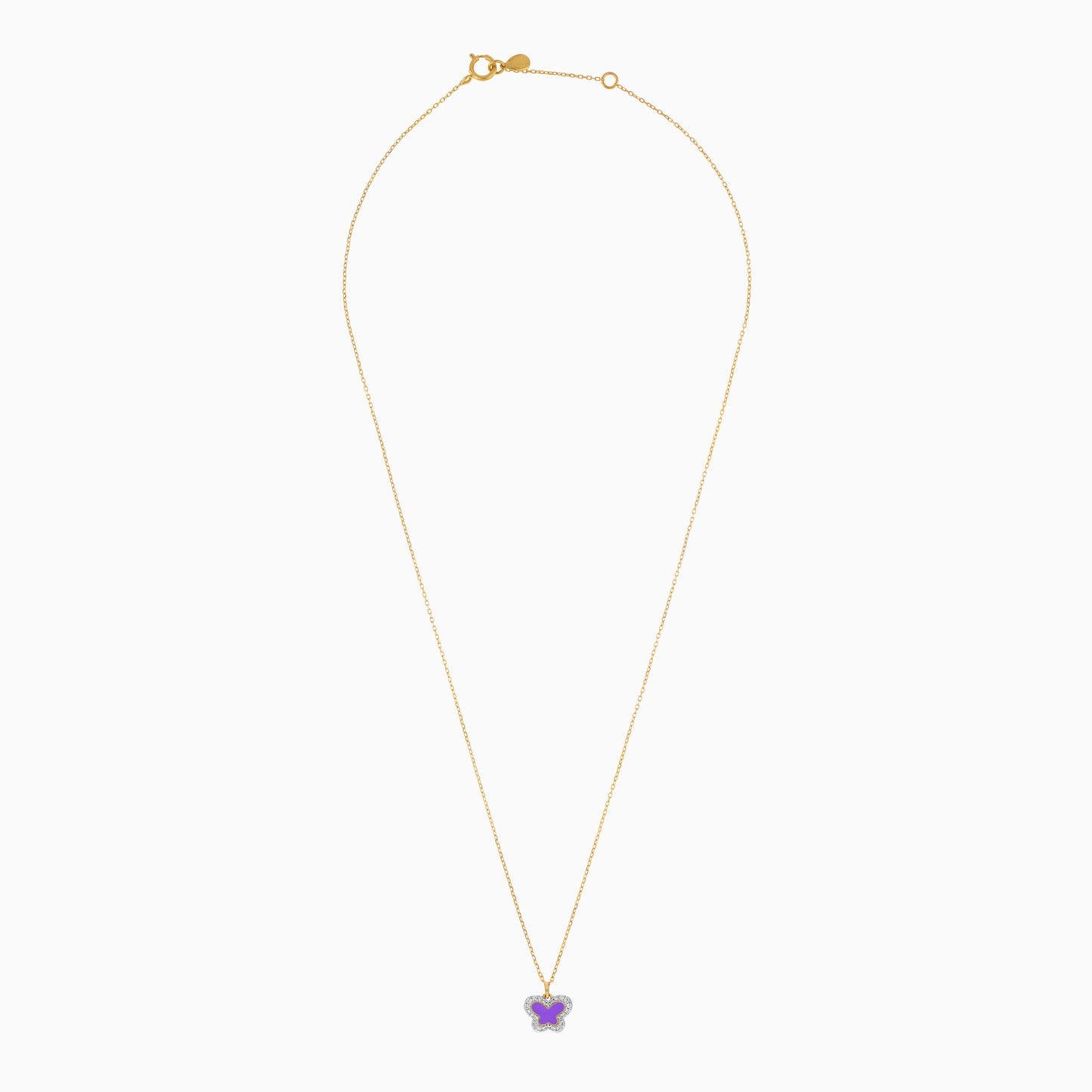 Butterfly Pendant Necklace in 18K Yellow Gold with Enamel & Natural Diamonds | Alwan Kids Collection