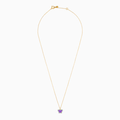 Butterfly Pendant Necklace in 18K Yellow Gold with Enamel & Natural Diamonds | Alwan Kids Collection