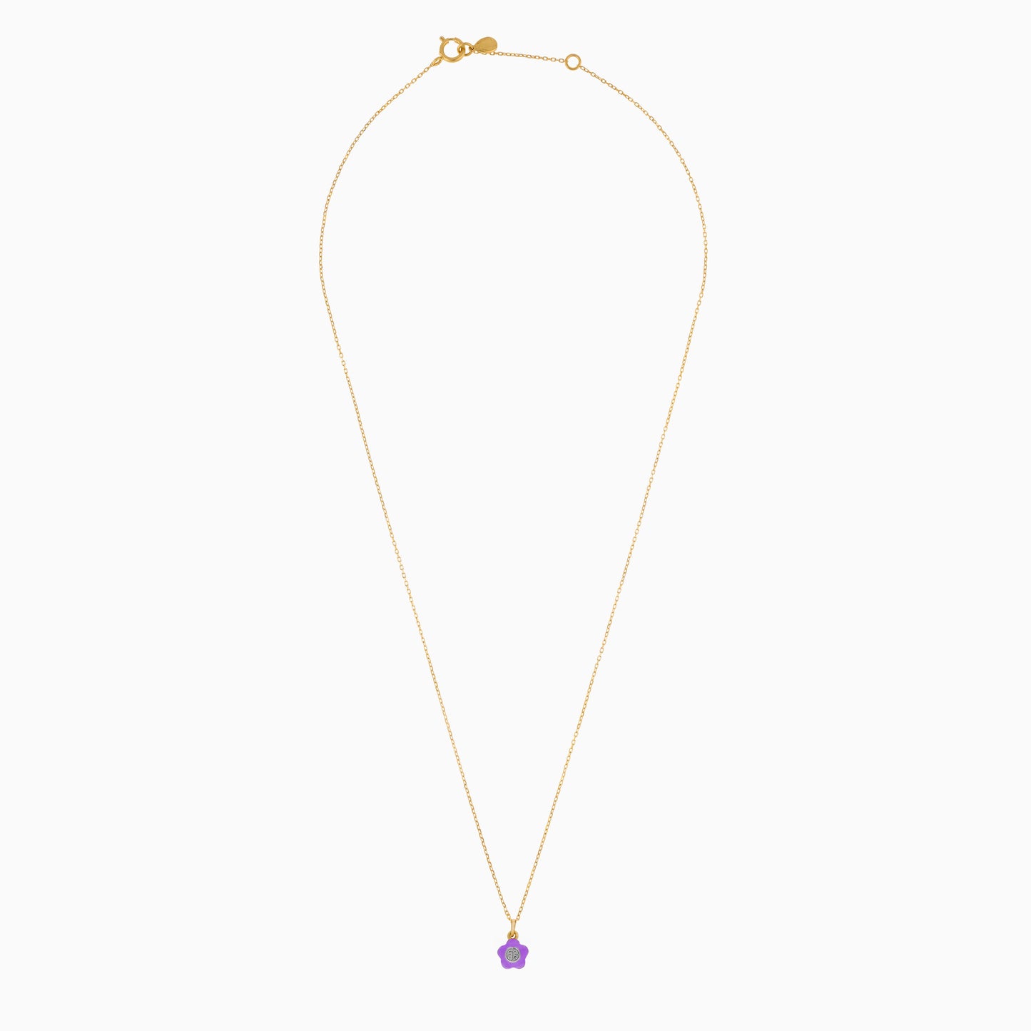 18K Yellow Gold Flower Pendant Necklace with Enamel & Natural Diamond | Alwan Kids Collection