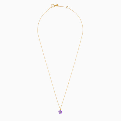 18K Yellow Gold Flower Pendant Necklace with Enamel & Natural Diamond | Alwan Kids Collection