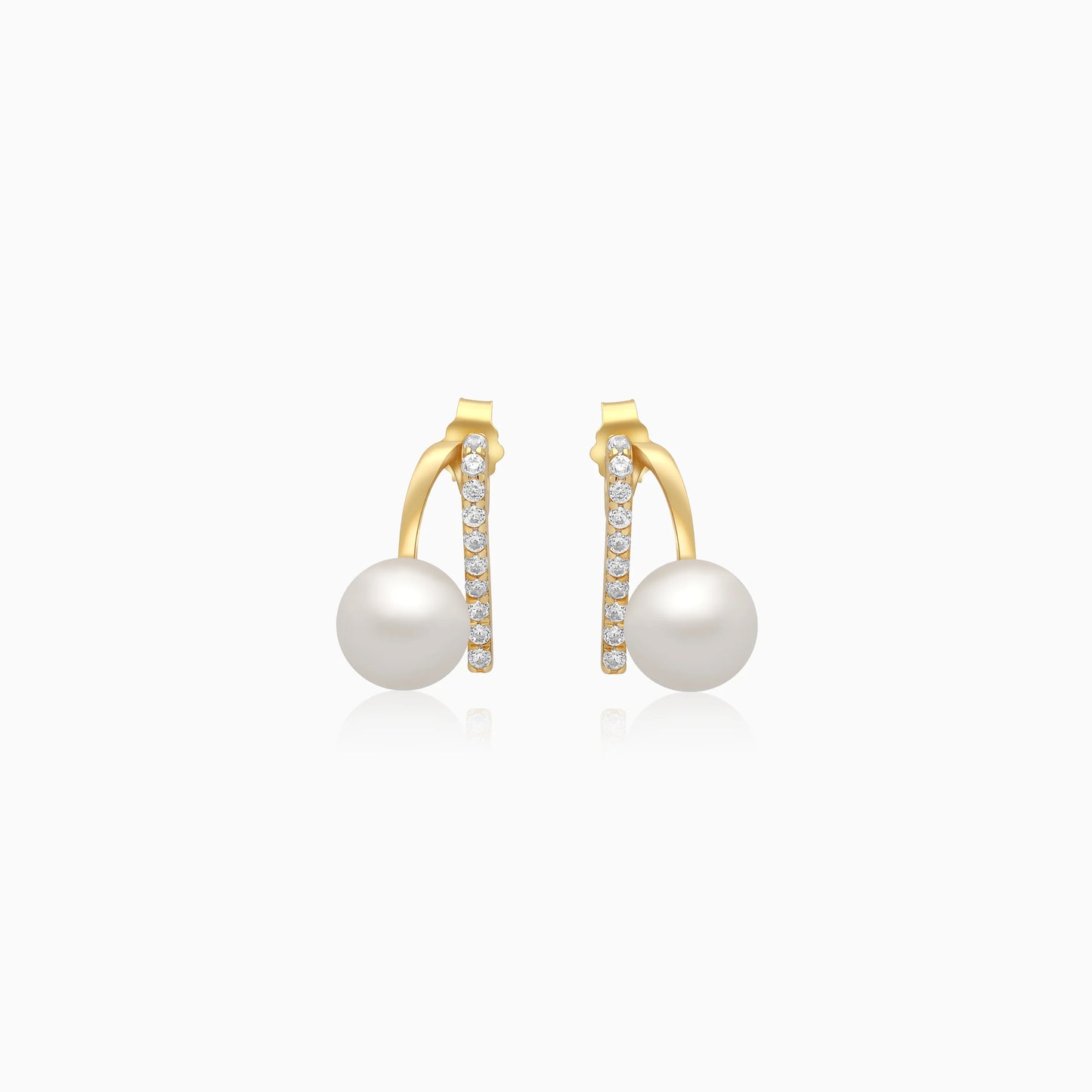 Danah yellow gold earrings 18 karat with pearls and zircon stones