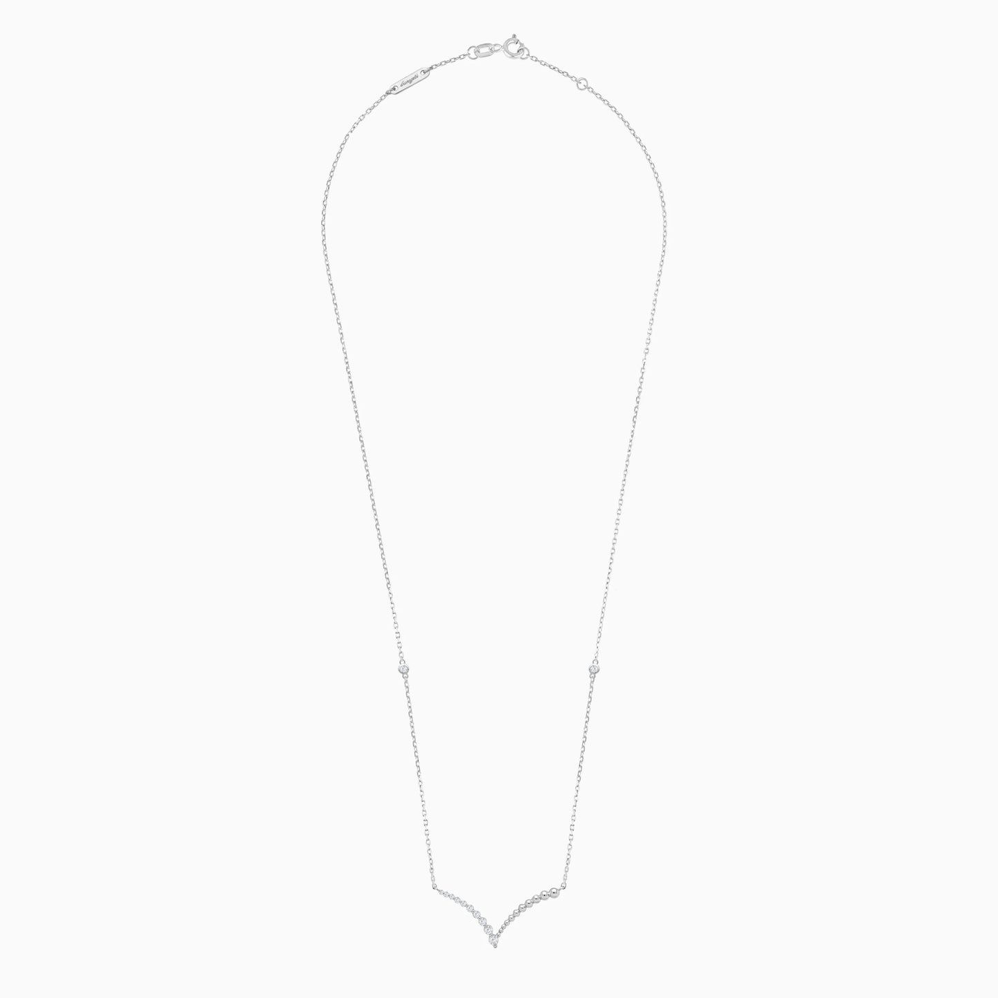 Elegant V-Shaped 18k white gold Necklace with Natural Diamonds | Dunyati Collection