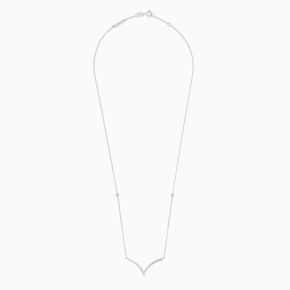 Elegant V-Shaped 18k white gold Necklace with Natural Diamonds | Dunyati Collection