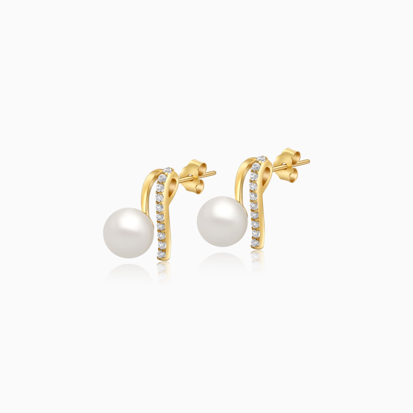 Danah yellow gold earrings 18 karat with pearls and zircon stones