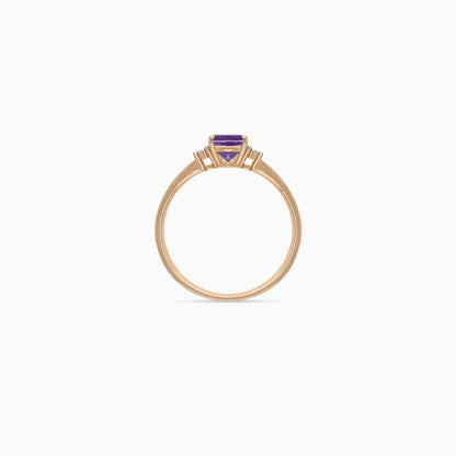 18K Gold Amethyst & Natural Diamonds Ring | Colour Classic