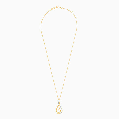 18K Yellow Gold Arabic My Mother Necklace with Natural Diamonds