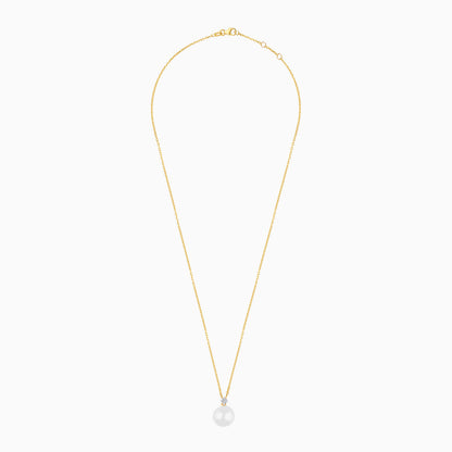 18K Yellow Gold Freshwater Pearl and Natural Diamond Pendant